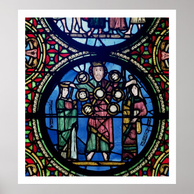 Ark i konventionens fönster, Guds detalj med Poster (Framsidan)