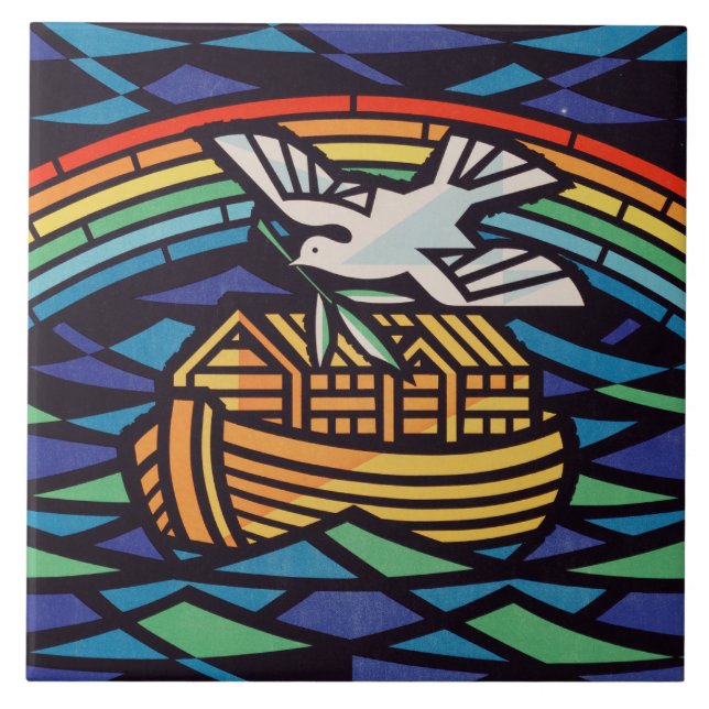 Ark i Noah med Heliga Spirit Kakelplatta (Framsidan)