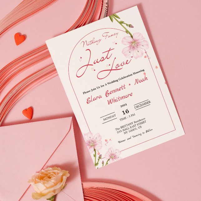  Ark Inget Tjafs Bara Kärlek Bröllop Inbjudningar (nothing fancy just love wedding invitations modern funny humor cute simple calligraphy typography )