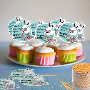 Ark med 14 påskdekaler Cupcake-toppdekorationer Klistermärken