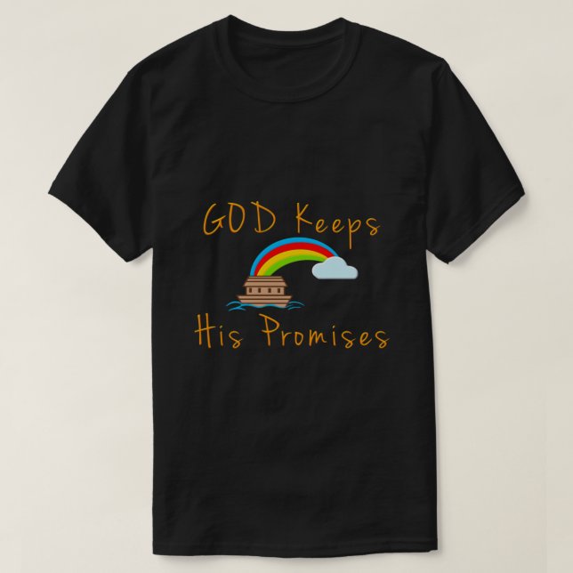 Ark och Rainbow God Behållor sina löften Noah Reli T Shirt (Design framsida)