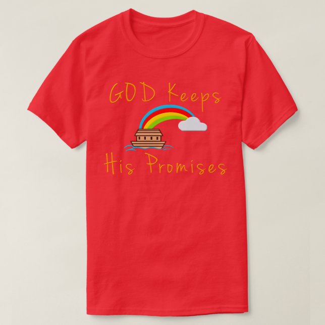 Ark och Rainbow God Behållor sina löften Noah Reli T Shirt (Design framsida)