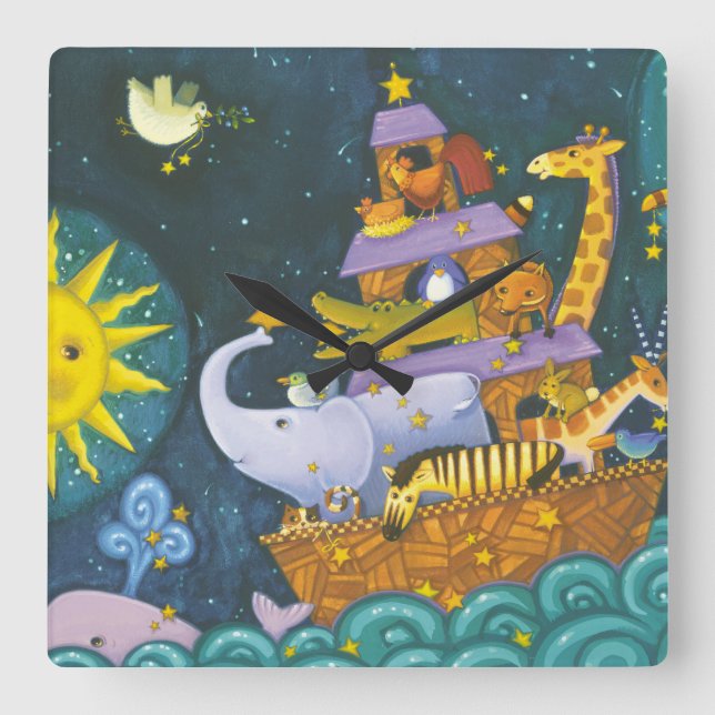 Ark på natten fyrkantig klocka (Framsida)