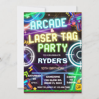 Arkadhall- och lasertagparty ALT1 Inbjudningar