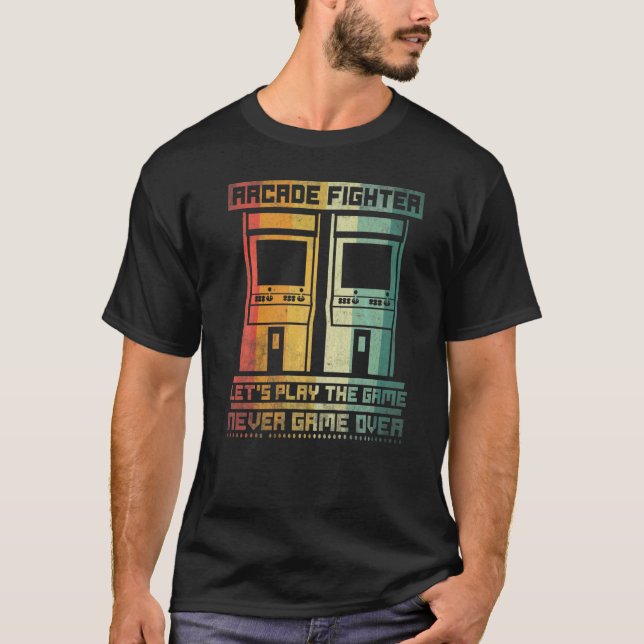 Arkadmåttspel Let's Play The Game Aldrig Game Over T Shirt (Framsida)