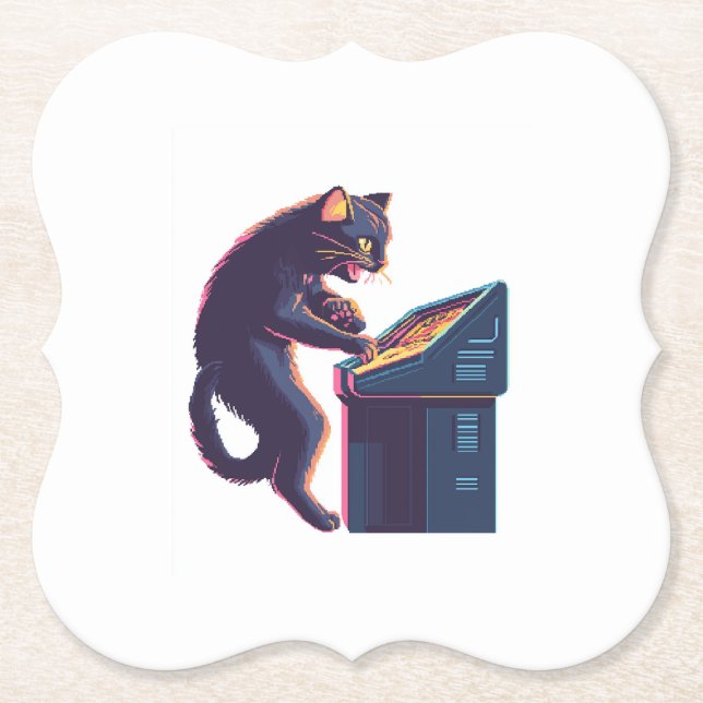 Arkadmöss – Nostalgisk Spelkatt Underlägg Papper (Framsida)