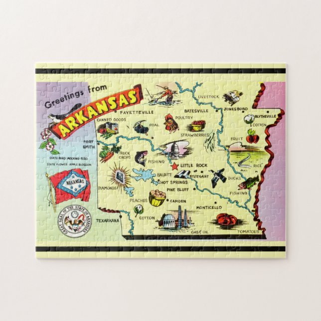 Arkansas 11x14 karta pussel (Horisontell)