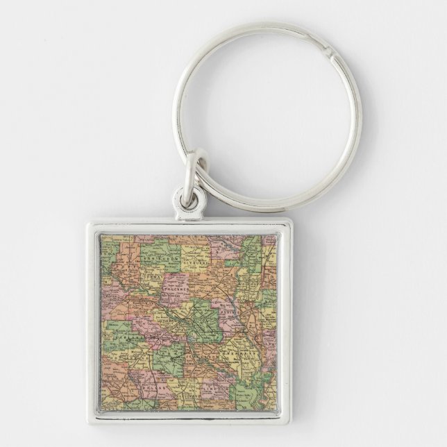 Arkansas 4 fyrkantig silverfärgad nyckelring (Framsidan)