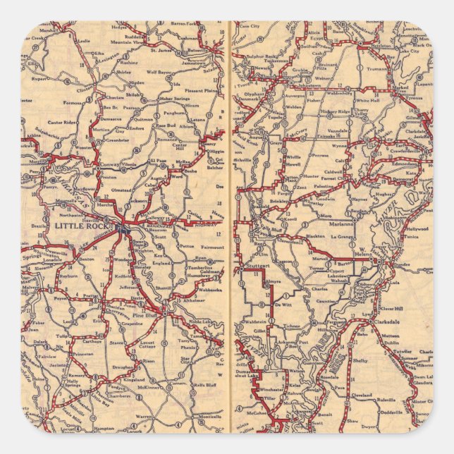 Arkansas 5 fyrkantigt klistermärke (Framsida)