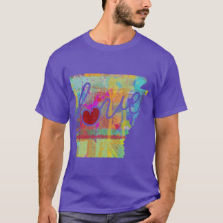 Arkansas AK Kärlek En Färgrik Akvarell Statskarta  T Shirt