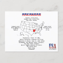 Arkansas amerikan som är statlig på en karta och helg vykort