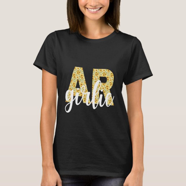 Arkansas AR Girl State Pride enbart Cute Solros T Shirt (Framsida)