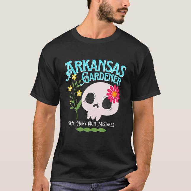 Arkansas Ar State Rebellious Gardener Cute Skull F T Shirt (Framsida)