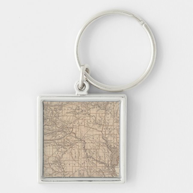 Arkansas Atlas Karta Fyrkantig Silverfärgad Nyckelring (Framsidan)