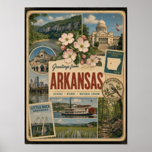 Arkansas Autentisk Vintage Stil Poster