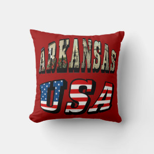 Arkansas Bild och USA flagga Kudde
