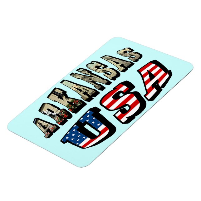 Arkansas Bild och USA flagga Magnet (Vänstra Sidan)