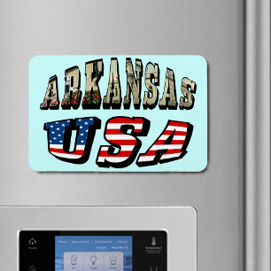 Arkansas Bild och USA flagga Magnet