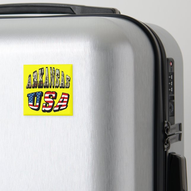 Arkansas Bild och USA flagga Magnet (In Situ (Luggage))