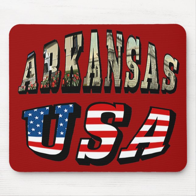 Arkansas Bild och USA flagga Musmatta (Framsidan)