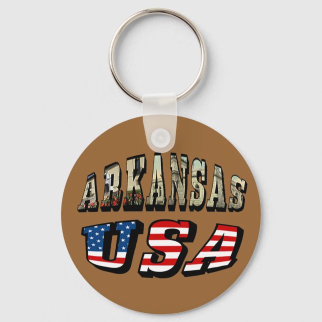 Arkansas Bild och USA flagga Nyckelring (Framsida)