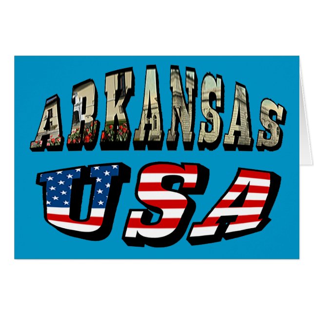 Arkansas Bild och USA flagga OBS Kort (Framsidan Horizontal)