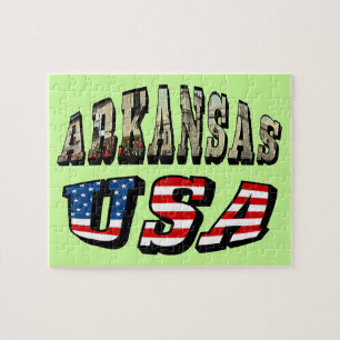 Arkansas Bild och USA flagga Pussel