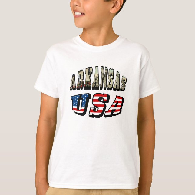 Arkansas Bild och USA flagga Tee Shirt (Framsida)