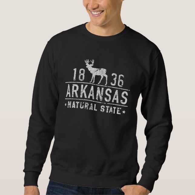 Arkansas Deer Natural State 1836 USA America State Lång Ärmad Tröja (Framsida)