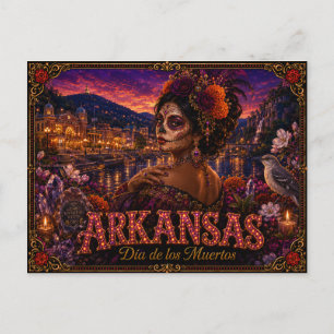 Arkansas Día de los Muertos Retro Vykort