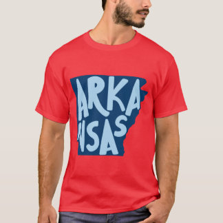 Arkansas Doodle Brev Karta Outlineblue T Shirt