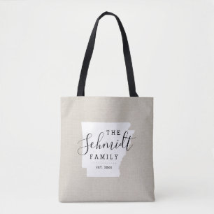 Arkansas Family Monogram State Tote Bag Tygkasse