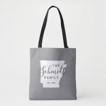 Arkansas Family Monogram State Tote Bag