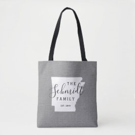 Arkansas Family Monogram State Tote Bag Tygkasse