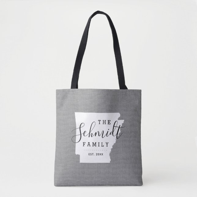 Arkansas Family Monogram State Tote Bag Tygkasse (Framsida)