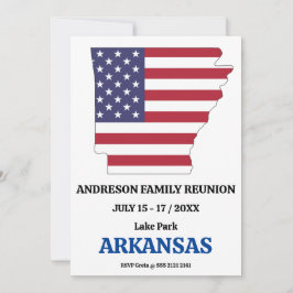 ARKANSAS FAMILY REUNION STATE KARTA USA flagga Inbjudningar