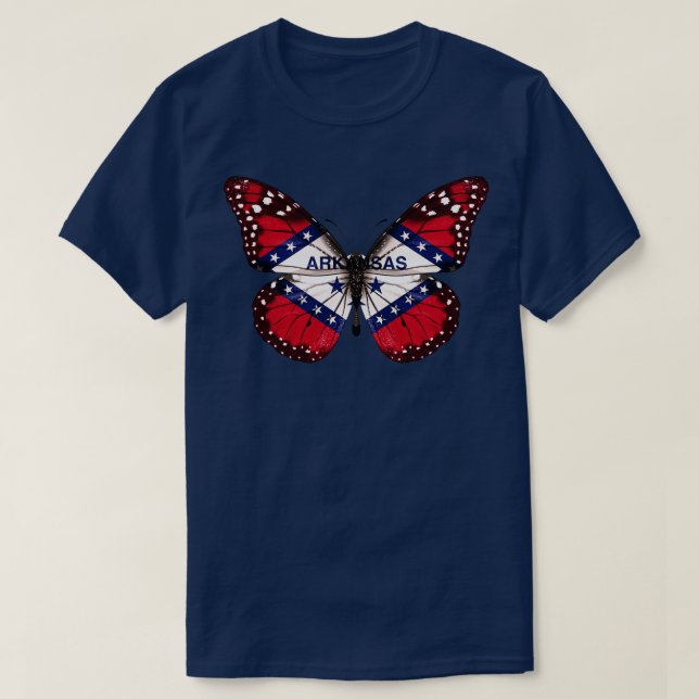 Arkansas Flagga Butterfly Gift för Arkansan från A T Shirt (Design framsida)