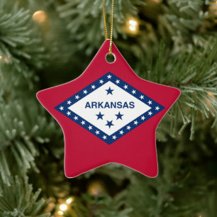 Arkansas Flagga Julgransprydnad Keramik
