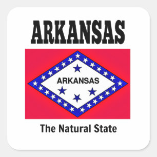 Arkansas flagga, naturstaten fyrkantigt klistermärke