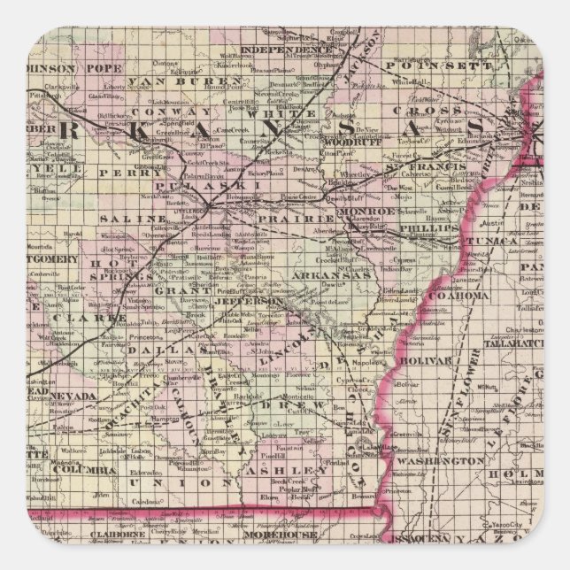 Arkansas Fyrkantigt Klistermärke (Framsida)