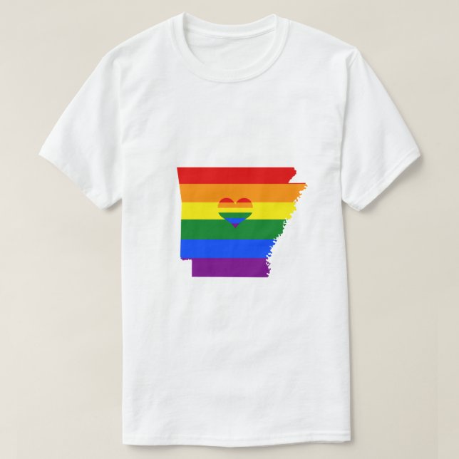 Arkansas Gay pride Rainbow Flagga Heart GLBTQ Desi T Shirt (Design framsida)