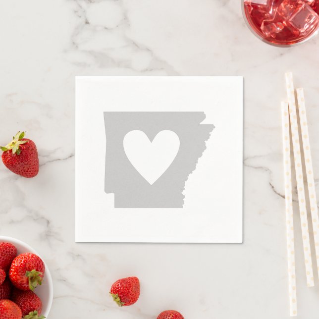 Arkansas Grått Karta Shape Heart Arkansan Papprare Pappersservett (Insitu)