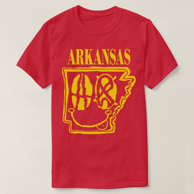 Arkansas Grunge Smiling Ansikte Black Background T Shirt (Design framsida)