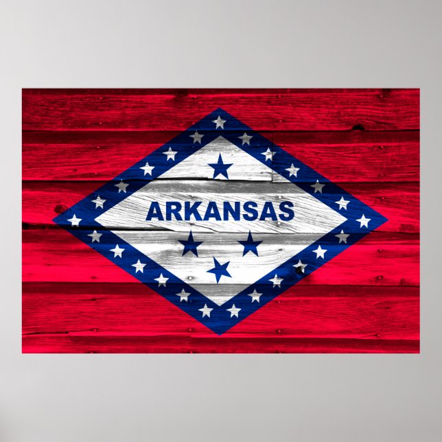 Arkansas Grunge Statlig flagga Poster (Framsidan)