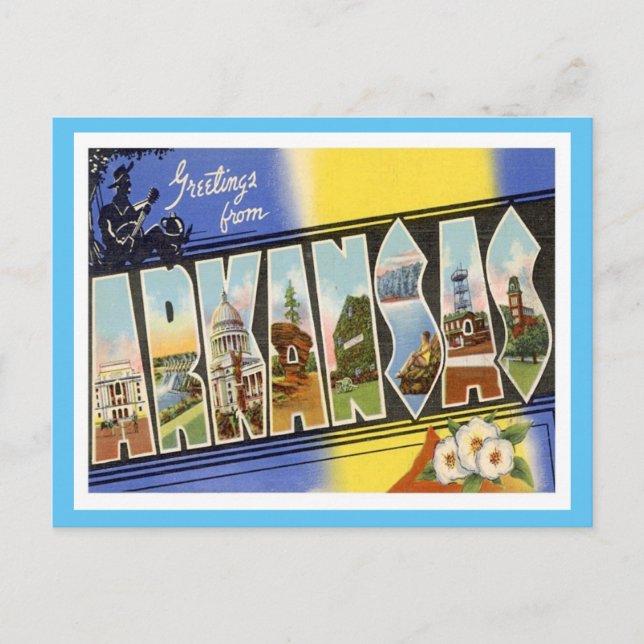 Arkansas Hälsning från USA Stater Vykort (Framsida)