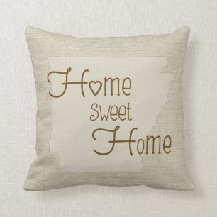 Arkansas-Home Sweet Home burlap-utseende anpassat Kudde