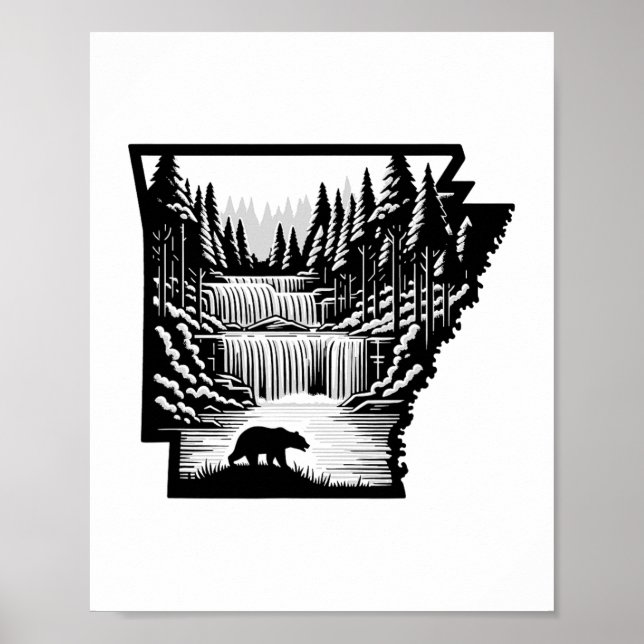 Arkansas karta och landskap  poster (Framsidan)