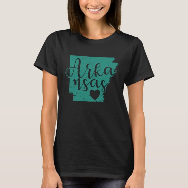 Arkansas Karta Outline Amerika T Shirt (Framsida)