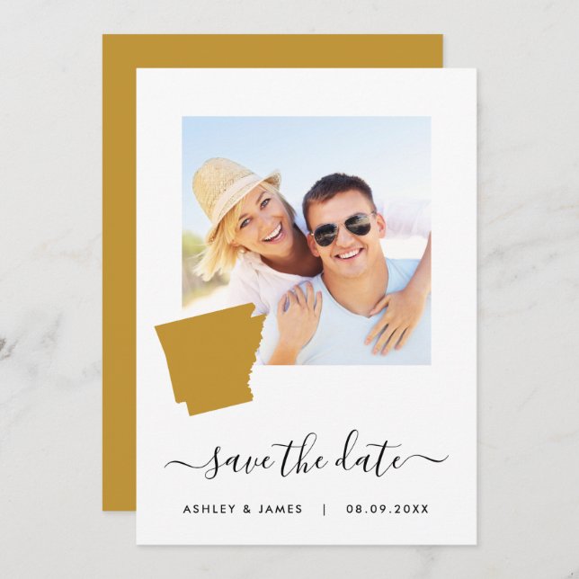 Arkansas Karta Photo Bröllop spara datum Card Spara Datumet (Fram/baksida)