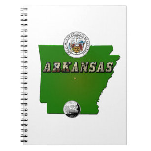 Arkansas Karta, Seal och State Faux-kvarteret Anteckningsbok